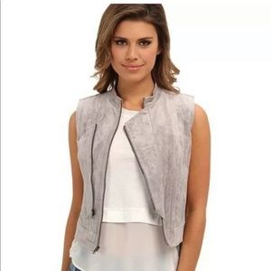BCBG MAXAZRIA Cropped Gray Suede Damien Vest